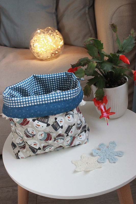 Christmas Snowmen Drawstring Project Bag