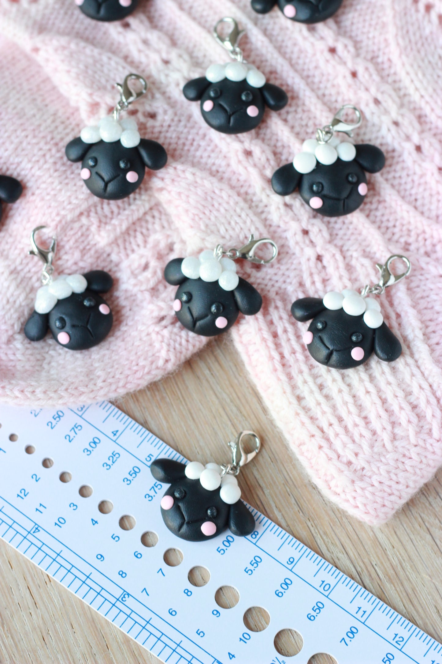 Handmade Polymer Clay Cute Black Sheep Stitch Marker