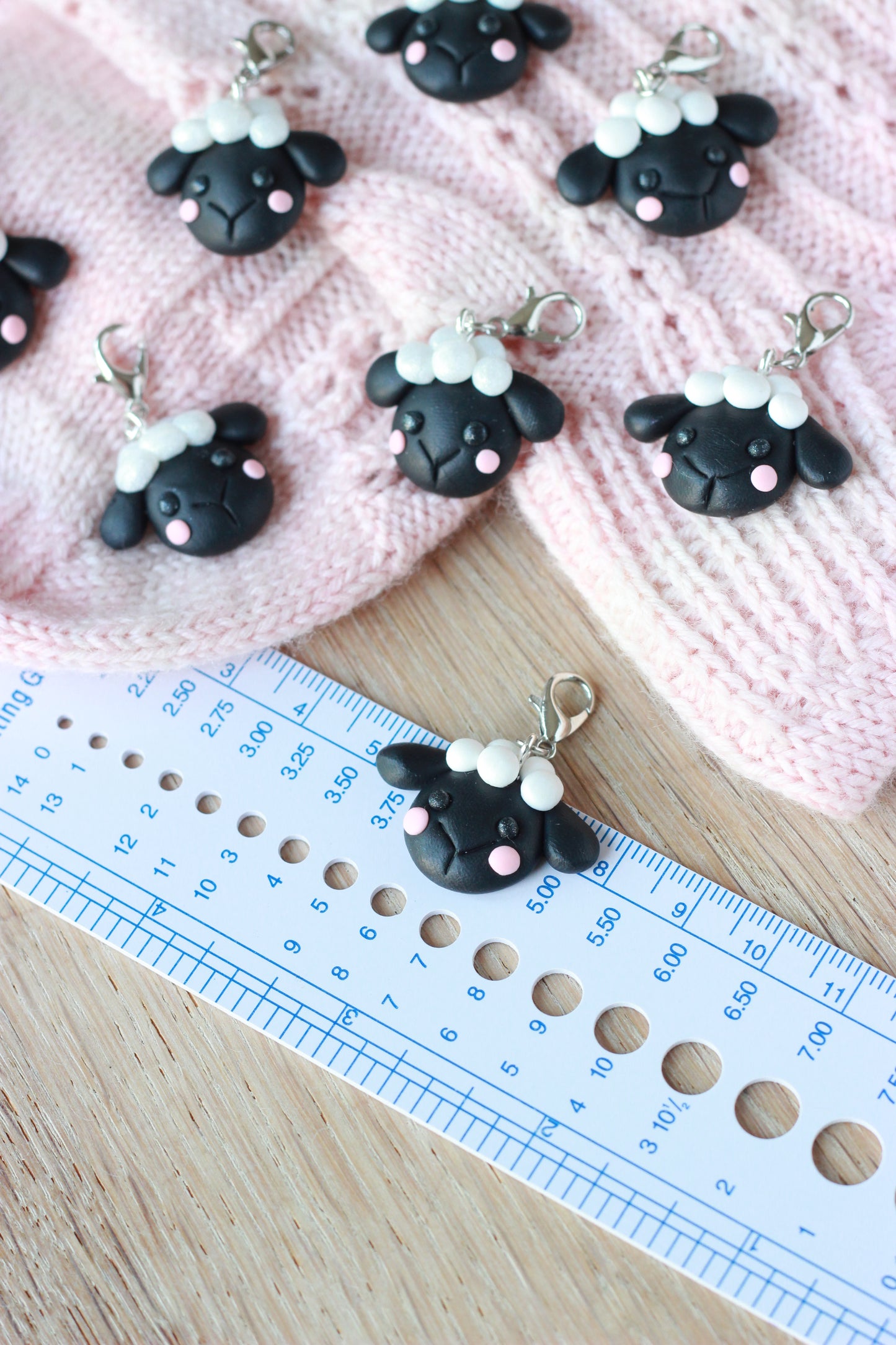 Handmade Polymer Clay Cute Black Sheep Stitch Marker