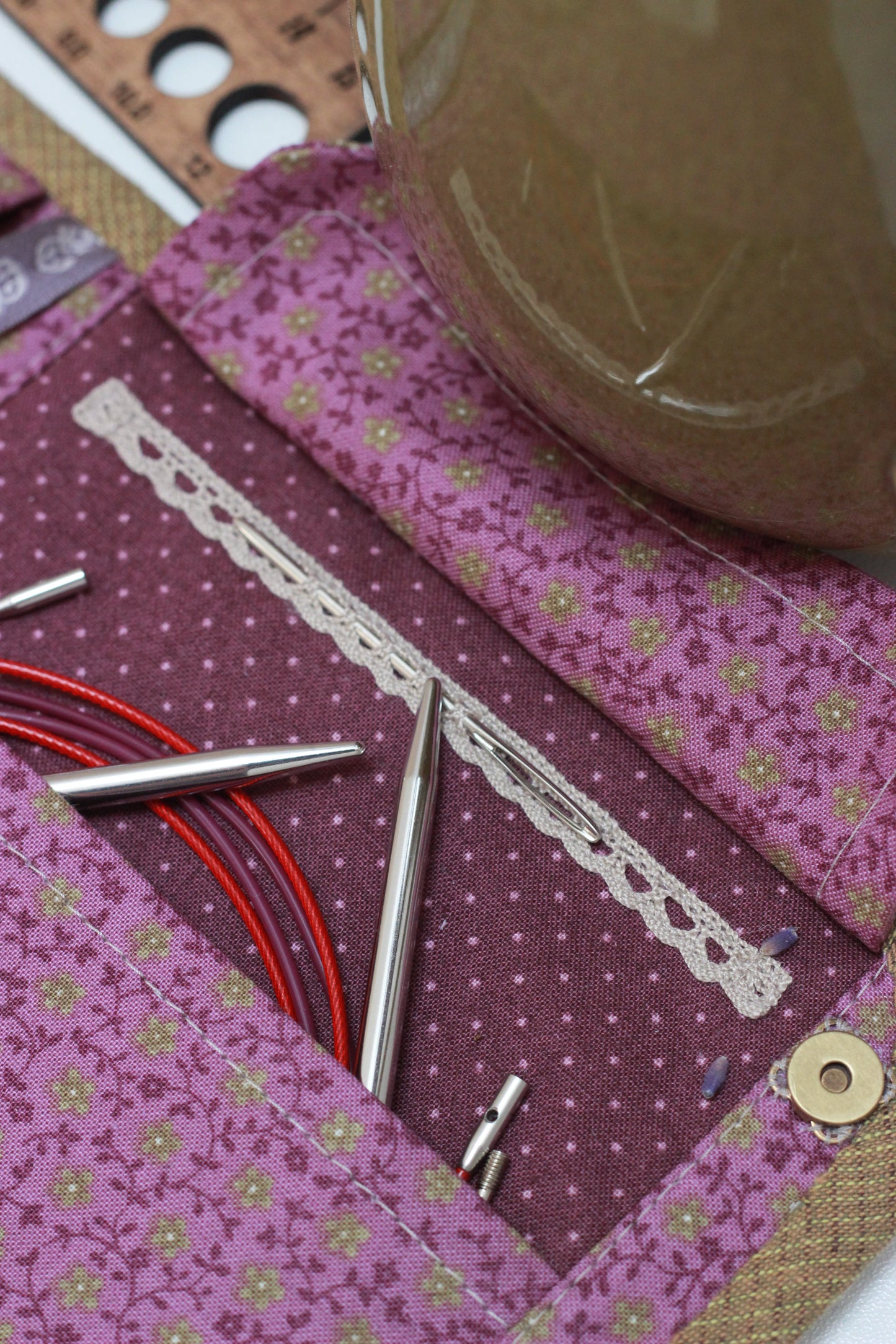 Purple Corduroy Project Bag & Knitting Needle Case