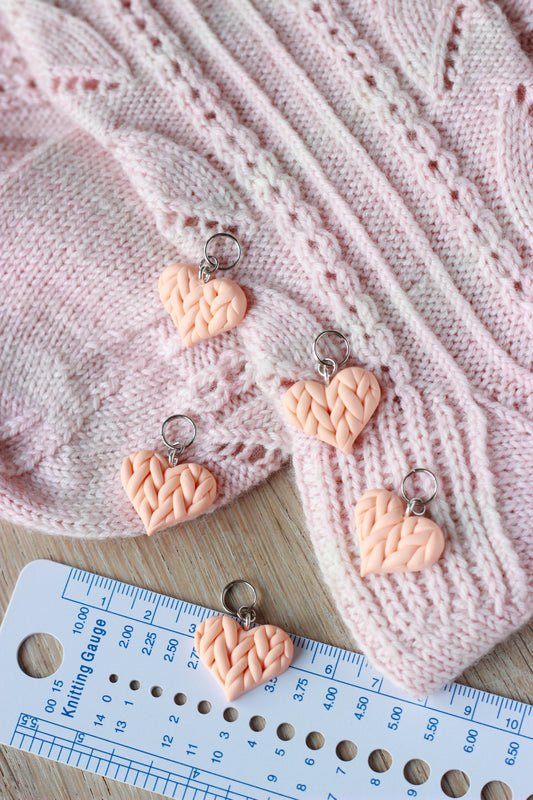 Handmade Polymer Clay Peach Heart Stitch Marker