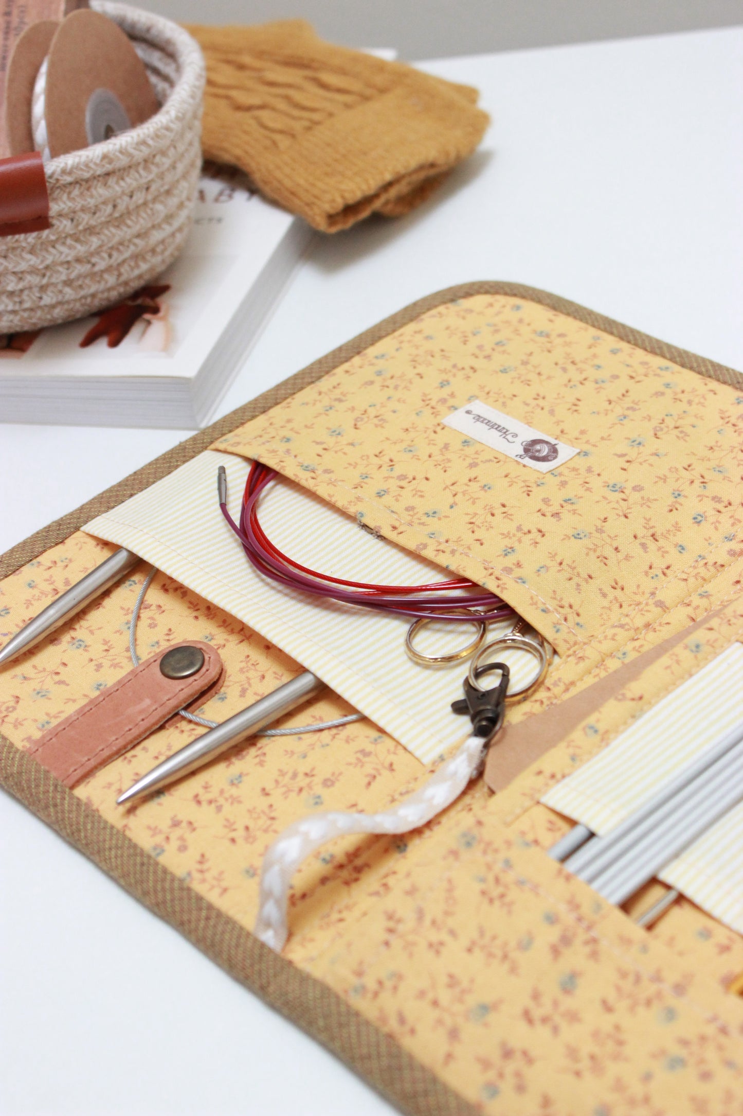 Birds & Plants Corduroy Knitting Needle Case