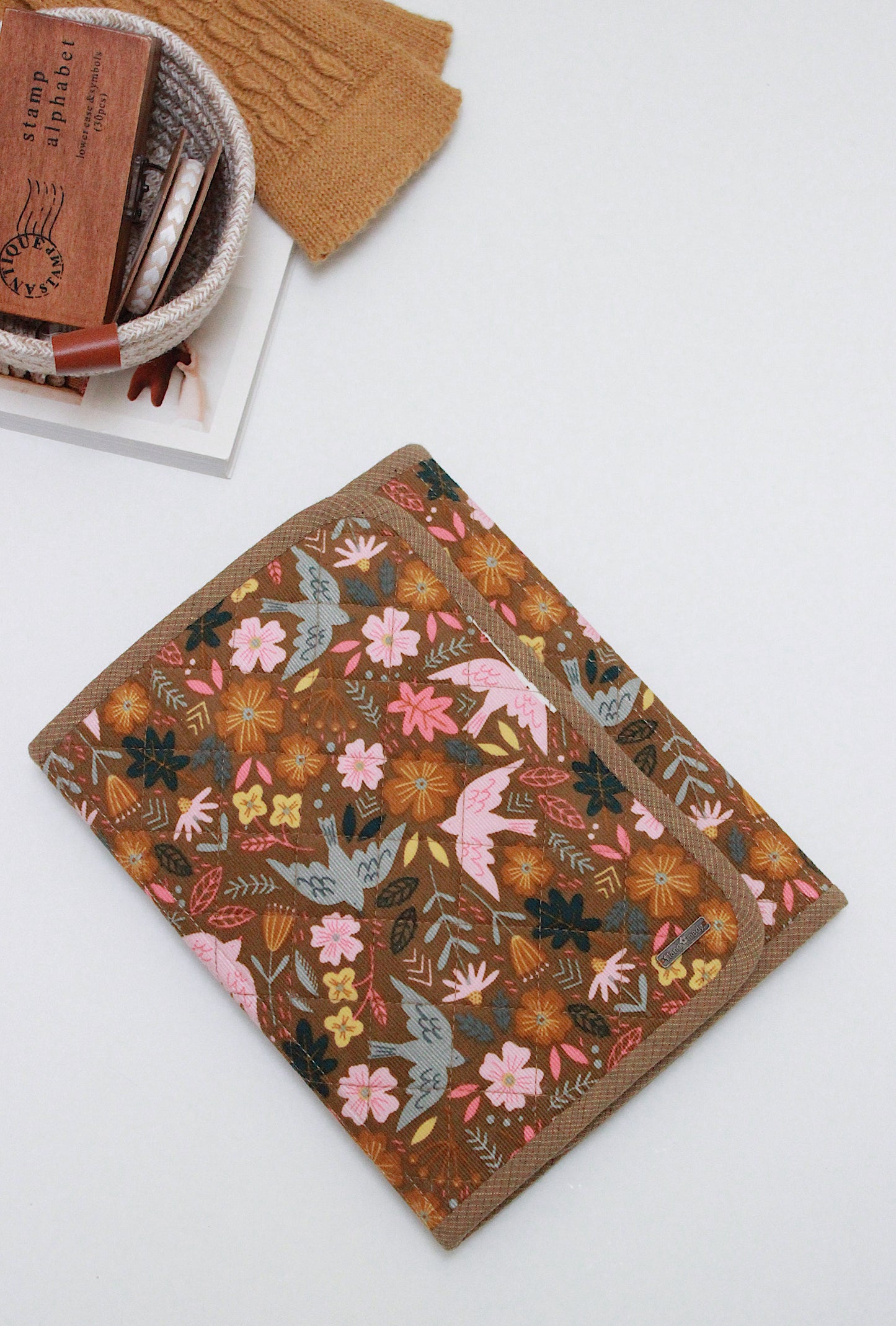 Birds & Plants Corduroy Knitting Needle Case