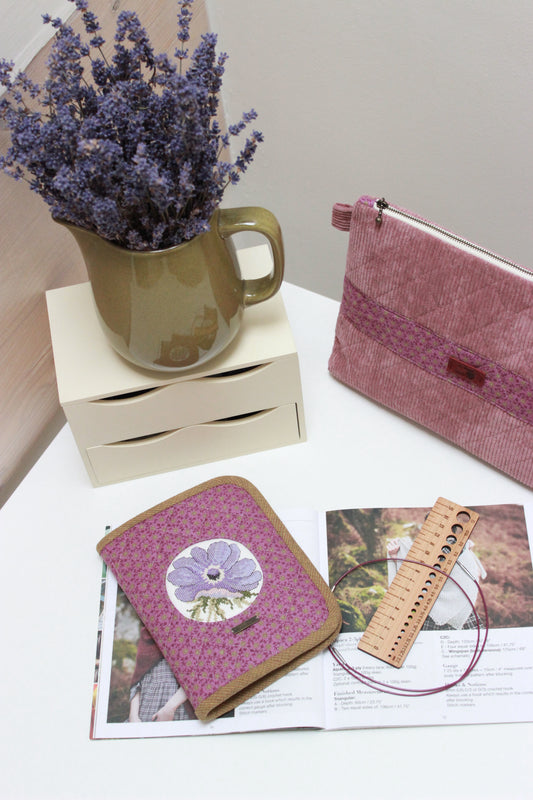 Purple Corduroy Project Bag & Knitting Needle Case